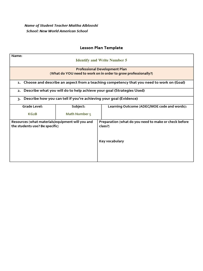 Lesson Plan Templet 1 Math 5 | PDF | Lesson Plan | Change