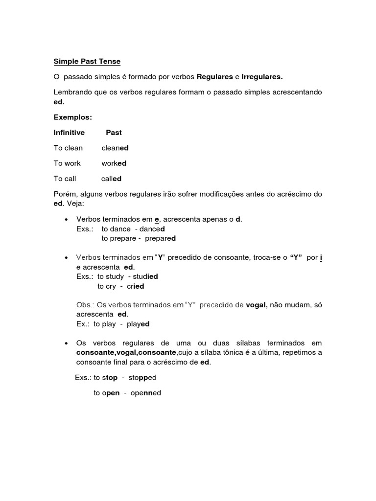 Verbos Regulares e Irregulares em Inglês | PDF | Comunicação humana ...