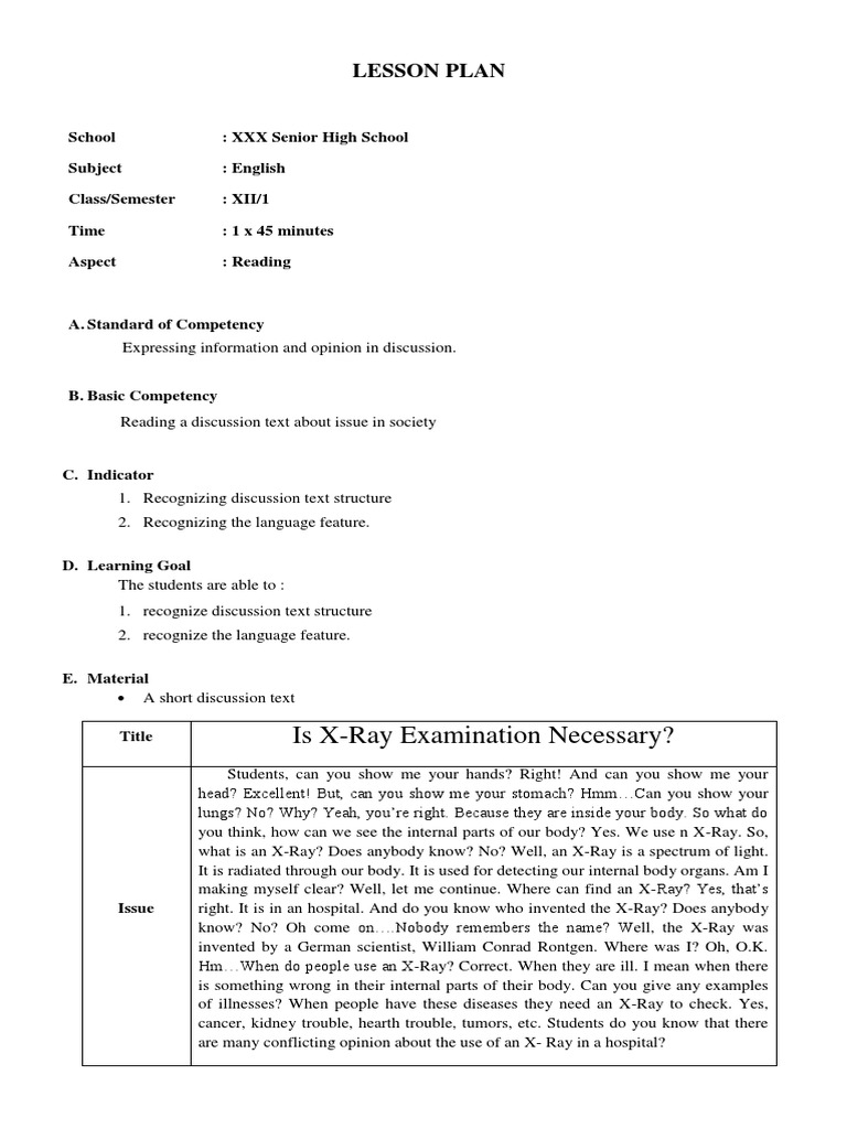 English Reading & Writing Lesson Plan | PDF | Question | Test (Assessment)
