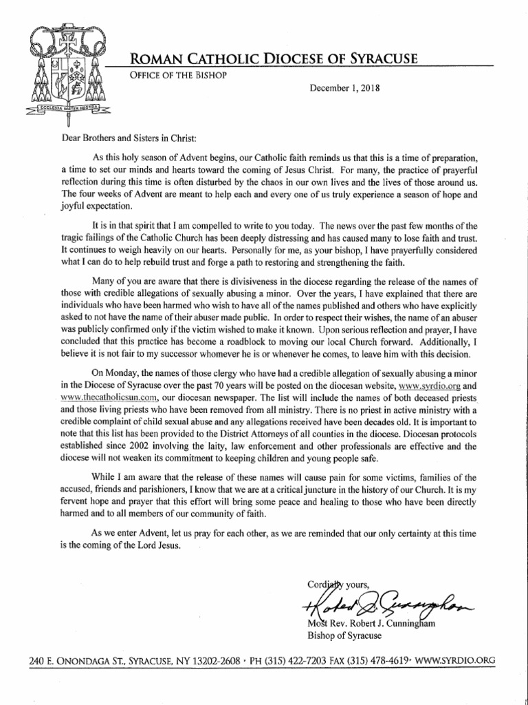 Syracuse Diocese Priests Accused of Sexual Abuse Since 1950 | PDF ...
