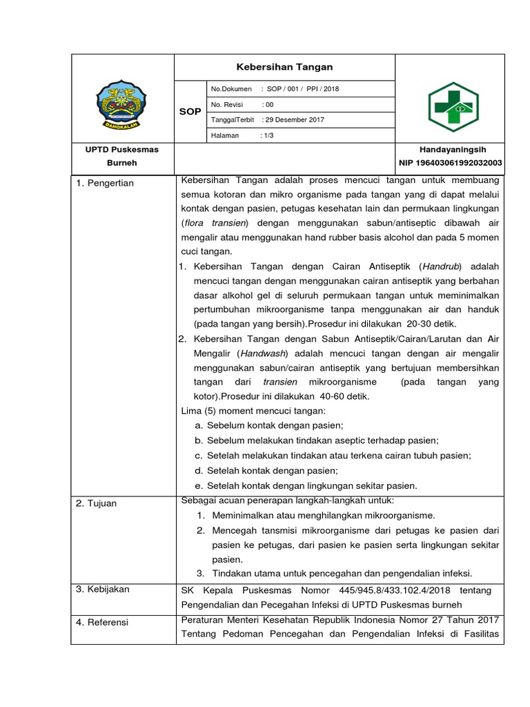 Sop Kebersihan Tangan | PDF