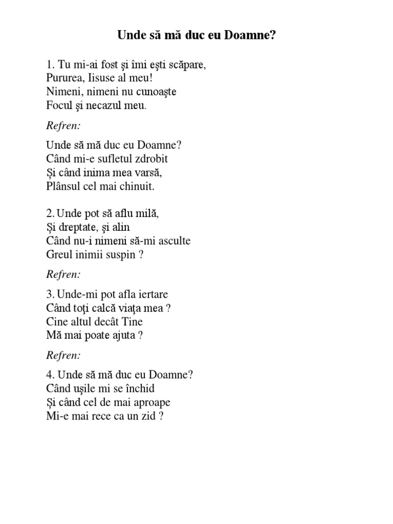 Unde Sa Ma Duc Eu Doamne