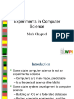 Experiments in Computer Science: Mark Claypool