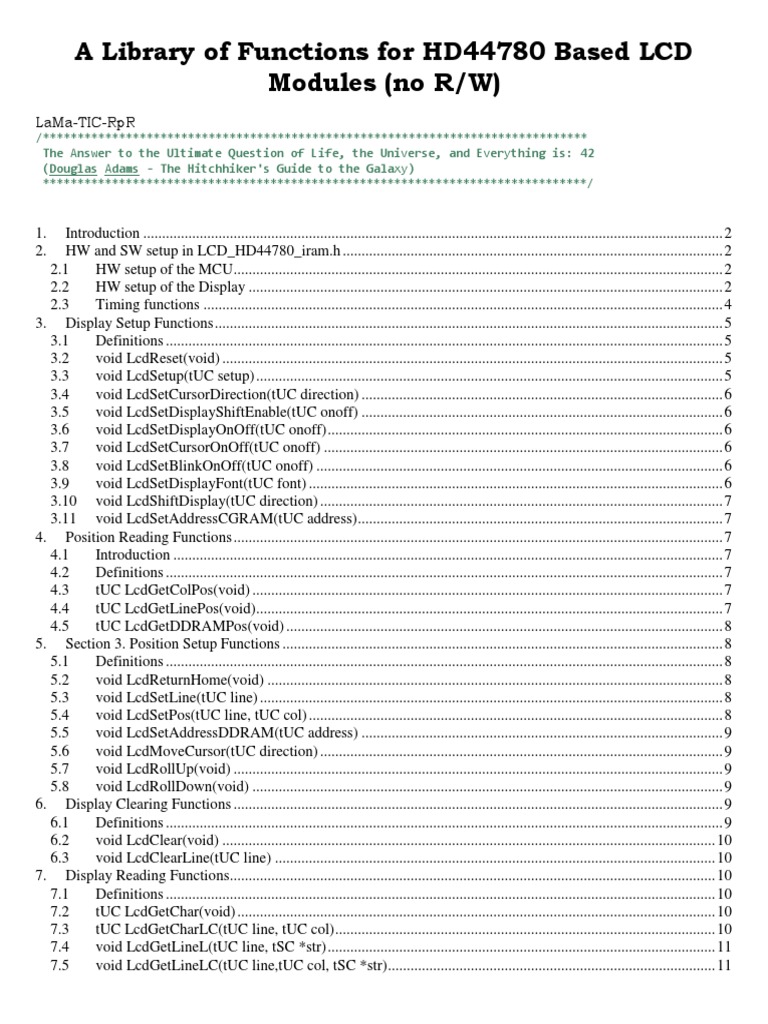 HD44780 LCD Module Function Library | PDF | String (Computer Science ...