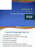 Lecture & Seminar 4 - Factors Affecting L2 Learning'18