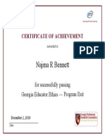 Najma R Bennett: Certificate of Achievement