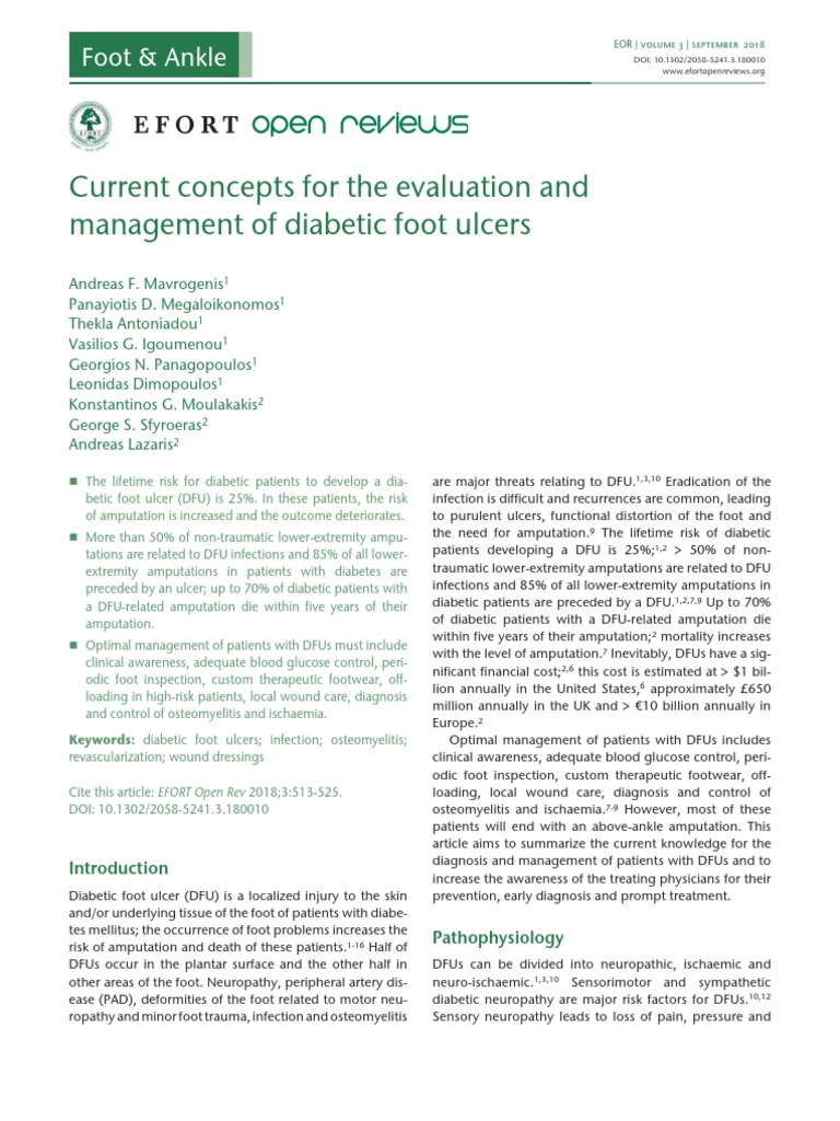 Current Concepts For The Evaluation and Management of Diabetic Foot ...