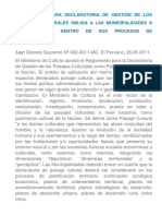 RESUMEN Ley Decreto Supremo #002-2011-MC. El Peruano 26.05.2011