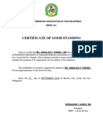 Certificate of Good Standing: Integrated Midwives Association of The Philippines (IMAP), Inc