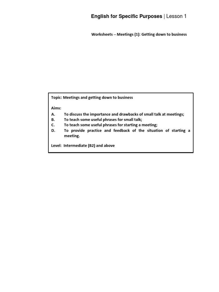 Effective Meeting Strategies and Small Talk | PDF | Communication