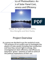 Physics of Solar Panels: Cost, Efficiency and Effectiveness