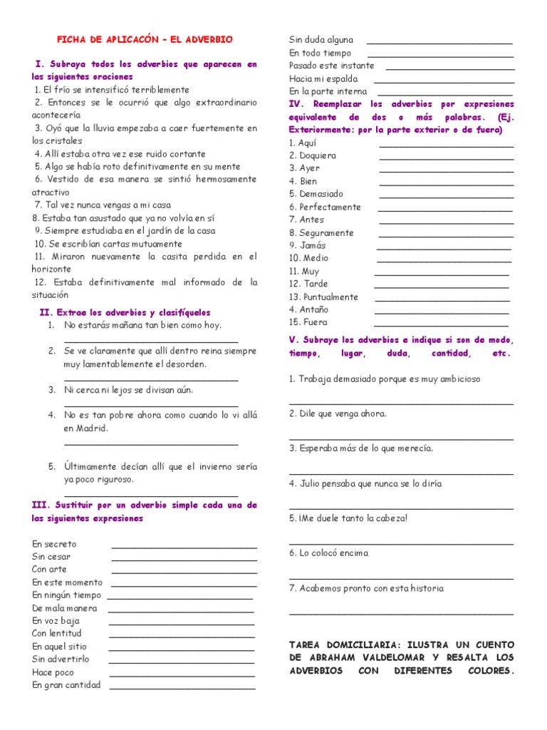 Identificación y Clasificación de Adverbios | PDF | Adverbio | Ocio
