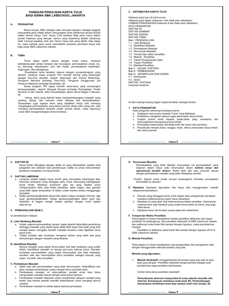 Contoh Daftar Isi Karya Ilmiah Yang Baik Dan Benar - Simak 