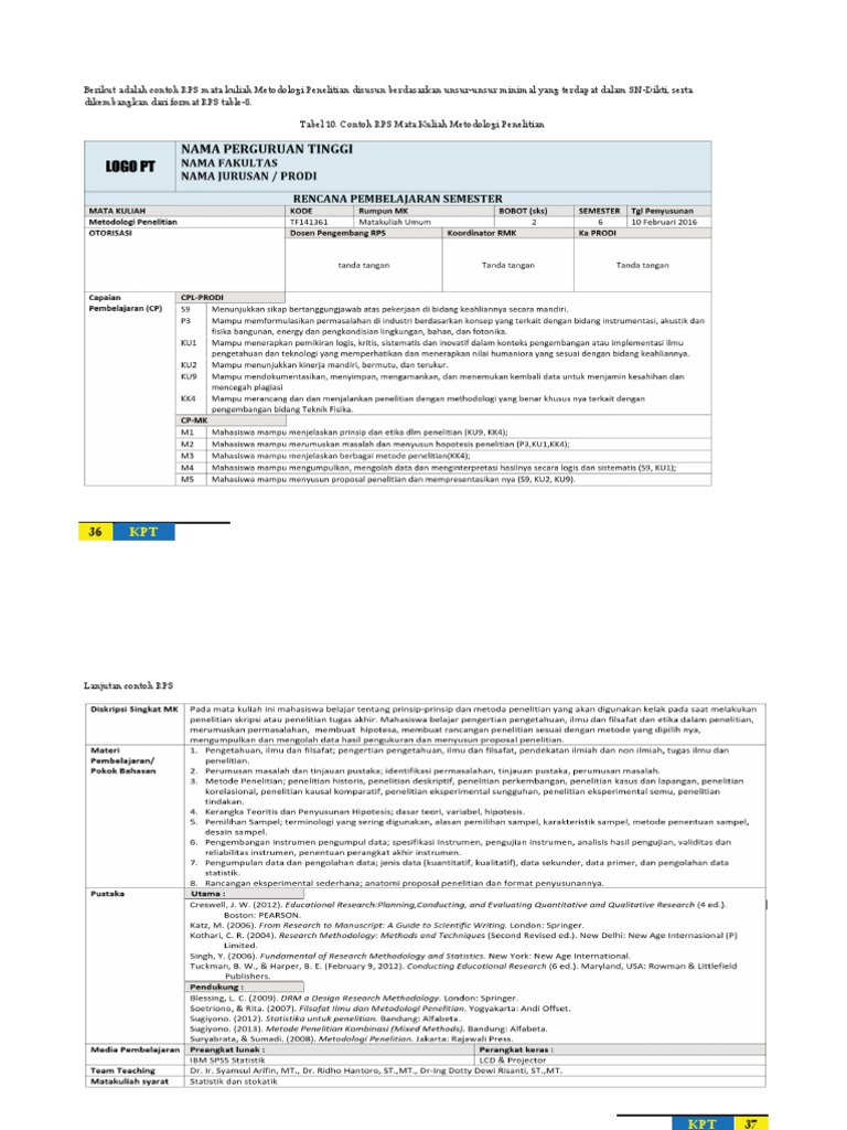 Contoh Form RPS | PDF