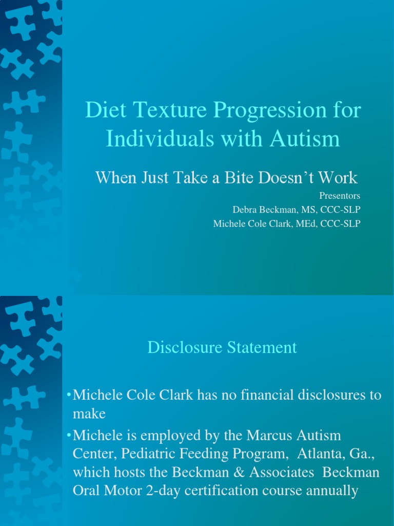 Diet Texture Progression For Individuals With Autism ASHA | PDF ...