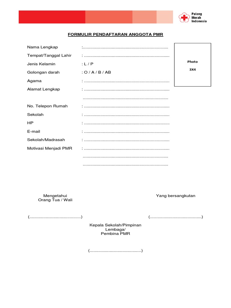 Contoh Formulir Pendaftaran Anggota Pmr - Simak Gambar Berikut Contoh Formulir Pendaftaran Anggota Pmr - Simak Gambar Berikut