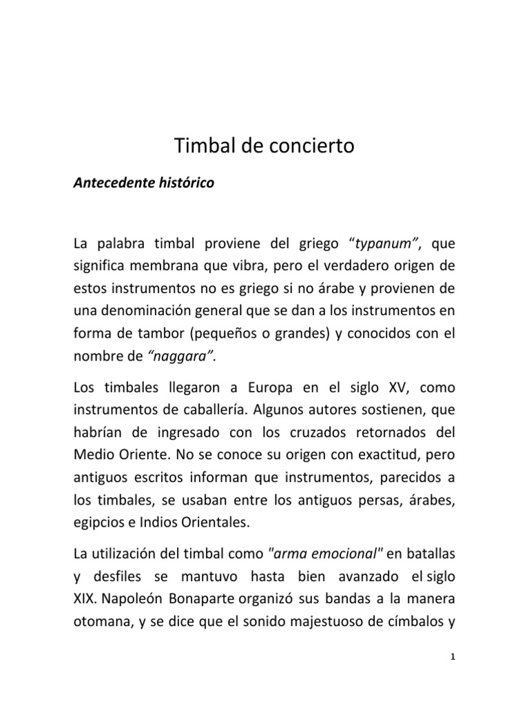 Historia Del Timbal Sinfónico PDF Música clásica Composiciones