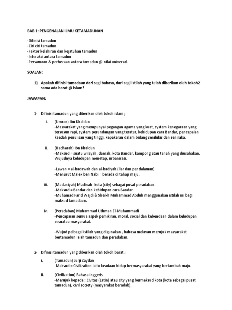Bab 1 Difinisi Tamadun Pdf