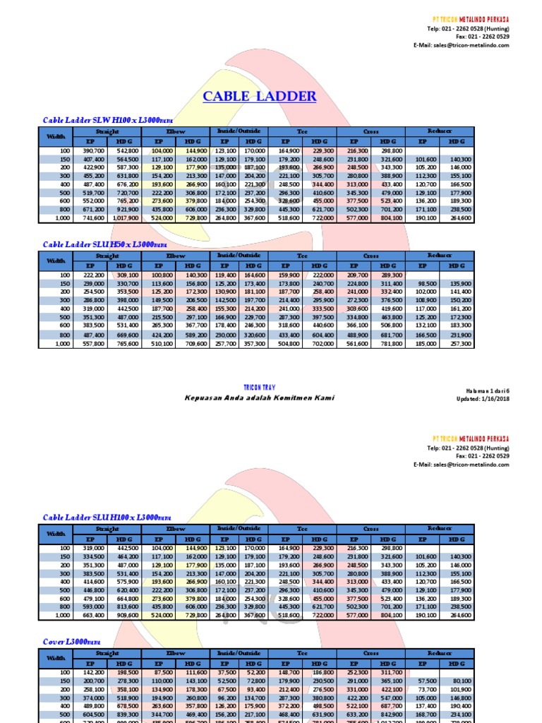 Tricon Cable Ladder Price List PDF Electrical Wiring Equipment