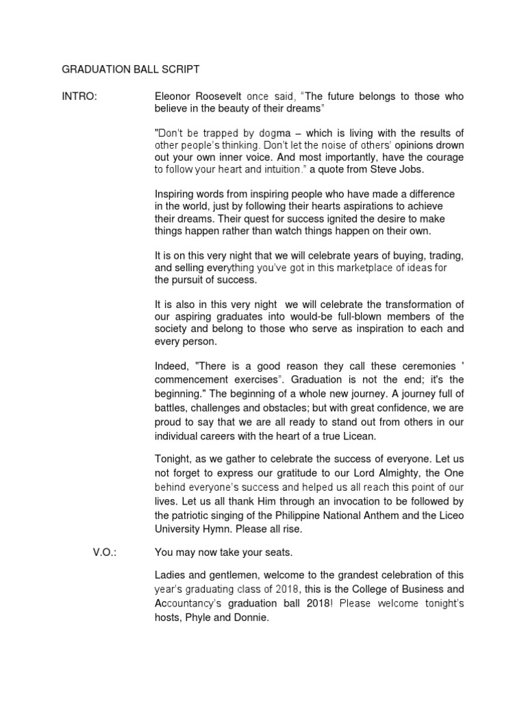 Grad Ball Script 2018 | Download Free PDF | Business