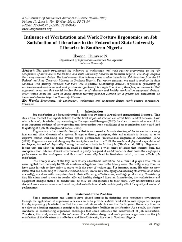 Industrial Engineering Journal On Ergonomics PDF PDF Human Factors And Ergonomics Job