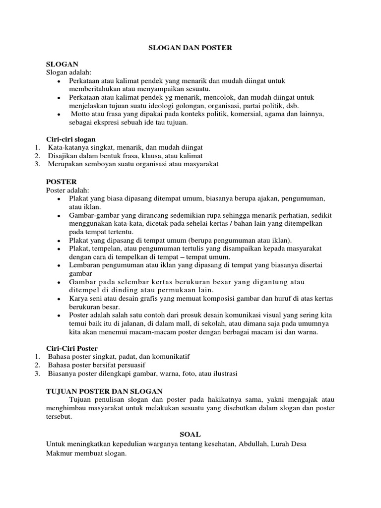 Bahasa Yang Digunakan Dalam Poster Bersifat Contoh Poster