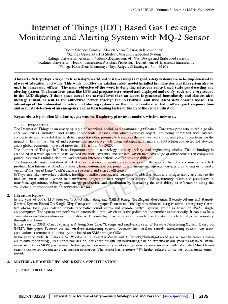 of Things (IOT) Based Gas Leakage Monitoring and Alerting