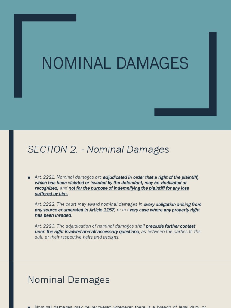 Nominal Damages PDF Damages Indemnity