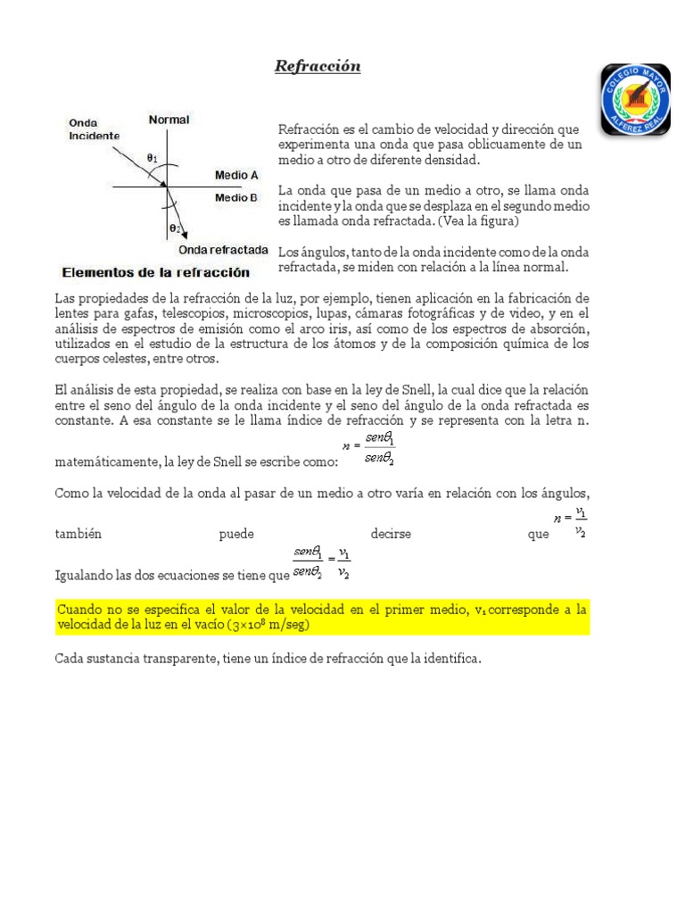 Refracción de la Luz y su Aplicación | PDF | Refracción | Ligero