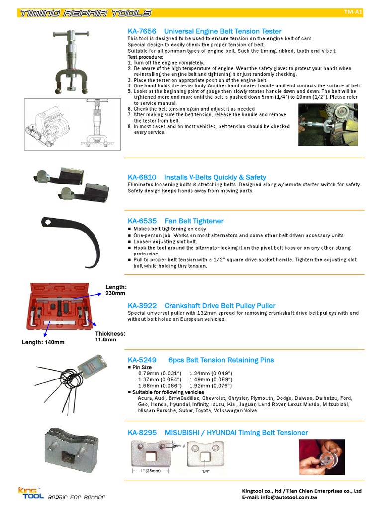 Timing Tools Belt Mechanical Screw