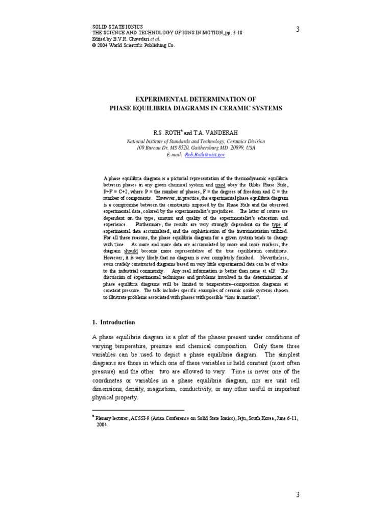 Experimental Determination of Phase Equilibria Diagrams in Ceramic ...