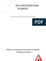 Marketing in International Business Course 7 External Markets Selection