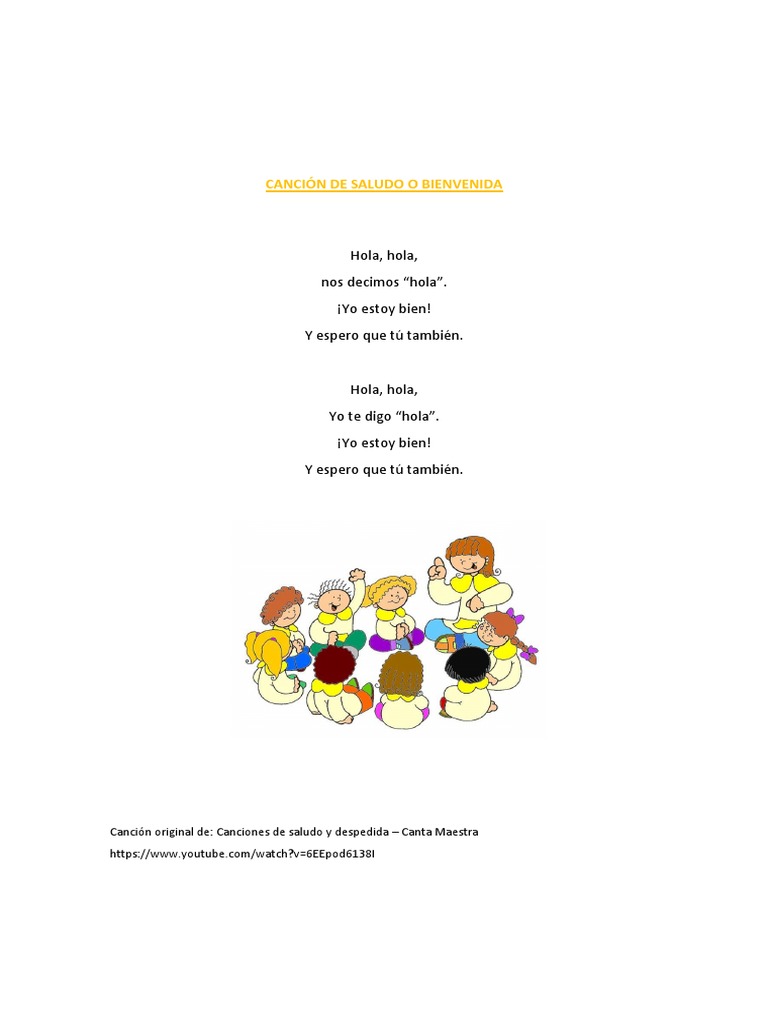Canción de Saludo para Niños | PDF | Salud y bienestar