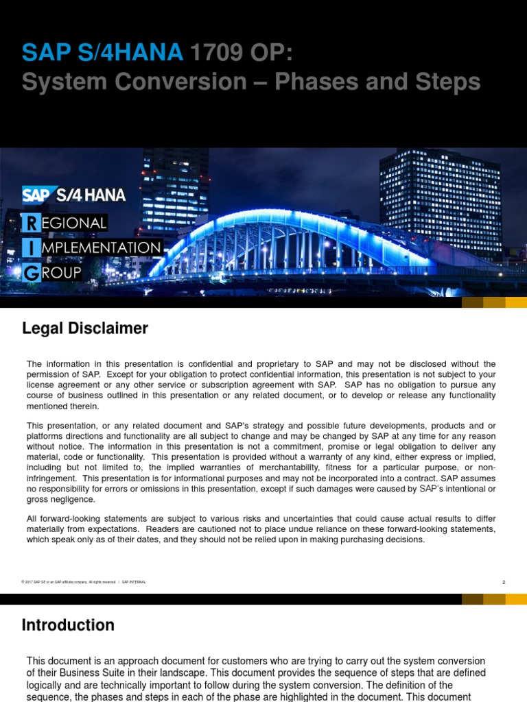 S4HANA 1709 - System Conversion - Phases and Steps PDF | PDF | Sap Se ...