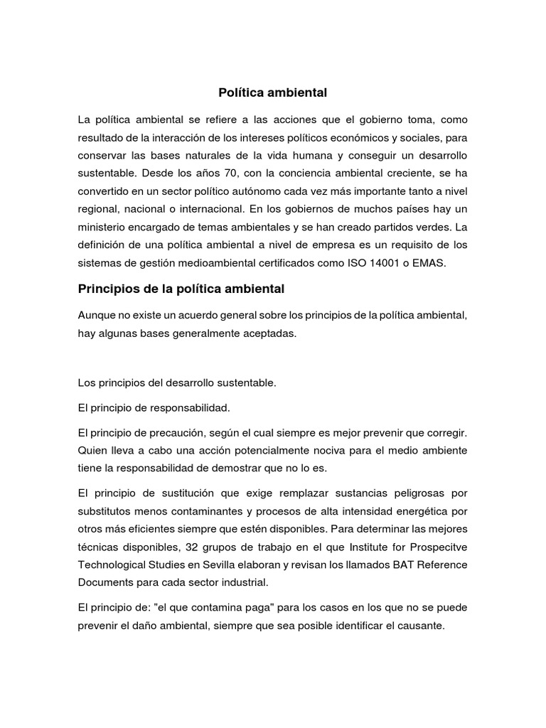 Politica Ambiental | PDF | Política de medio ambiente | Esfera pública