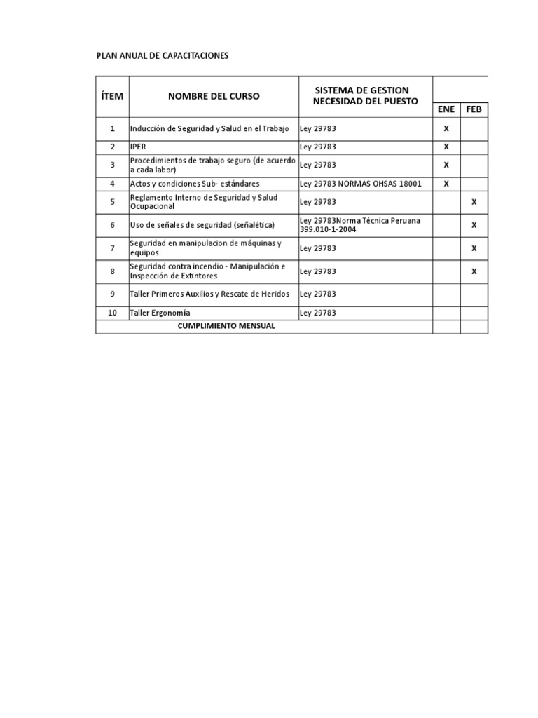 Plan Anual de Capacitaciones | PDF