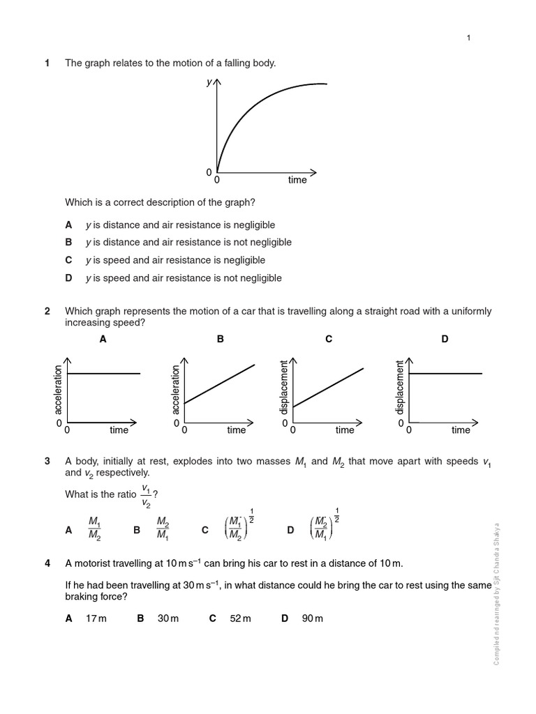 Physics Motion and Forces Exam Questions | PDF | Acceleration | Force