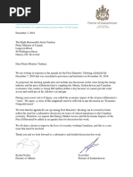 Letter to Prime Minister Trudeau on the Upcoming FMM Dec 3 2018
