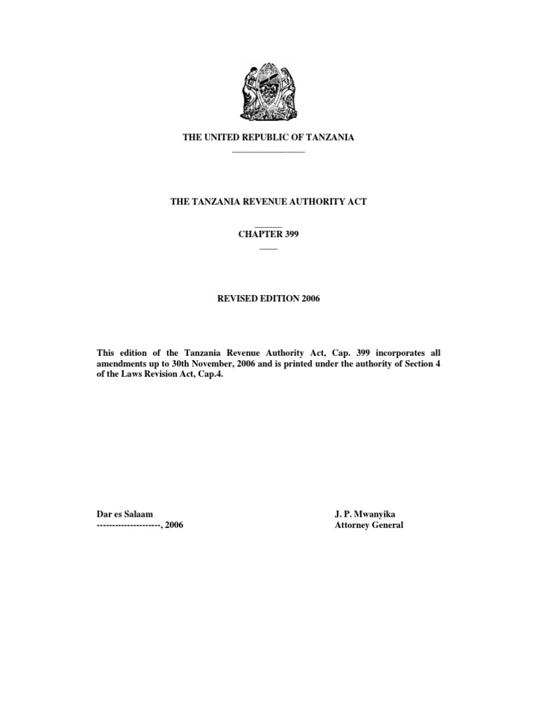 The Tanzania Revenue Authority Act PDF | PDF | Taxes | Excise