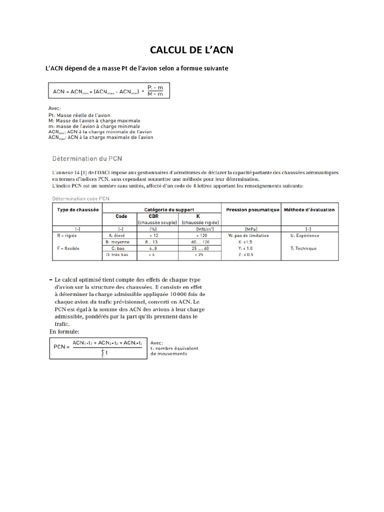 Calcul de l'ACN et du PCN | PDF | Technologie et ingénierie