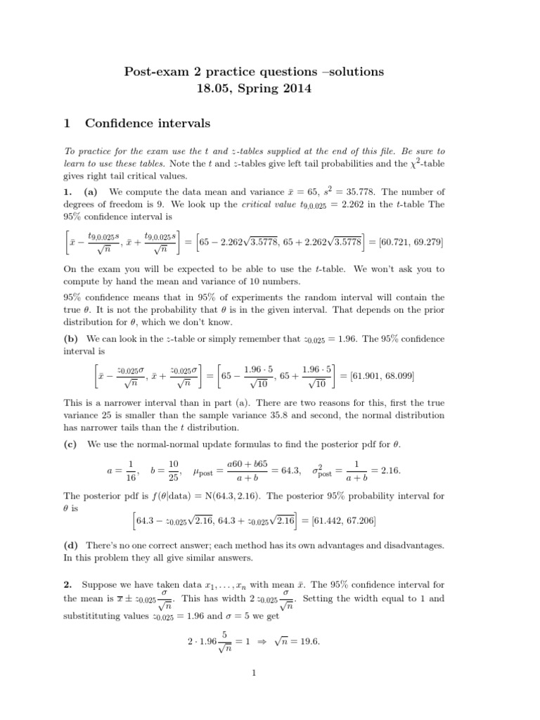 Statistics Exam Practice Guide | PDF | Confidence Interval ...