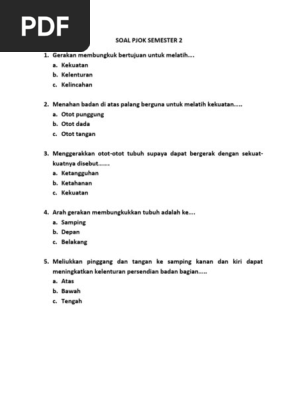 Latiahan Soal Pjok Semester 2 Pdf