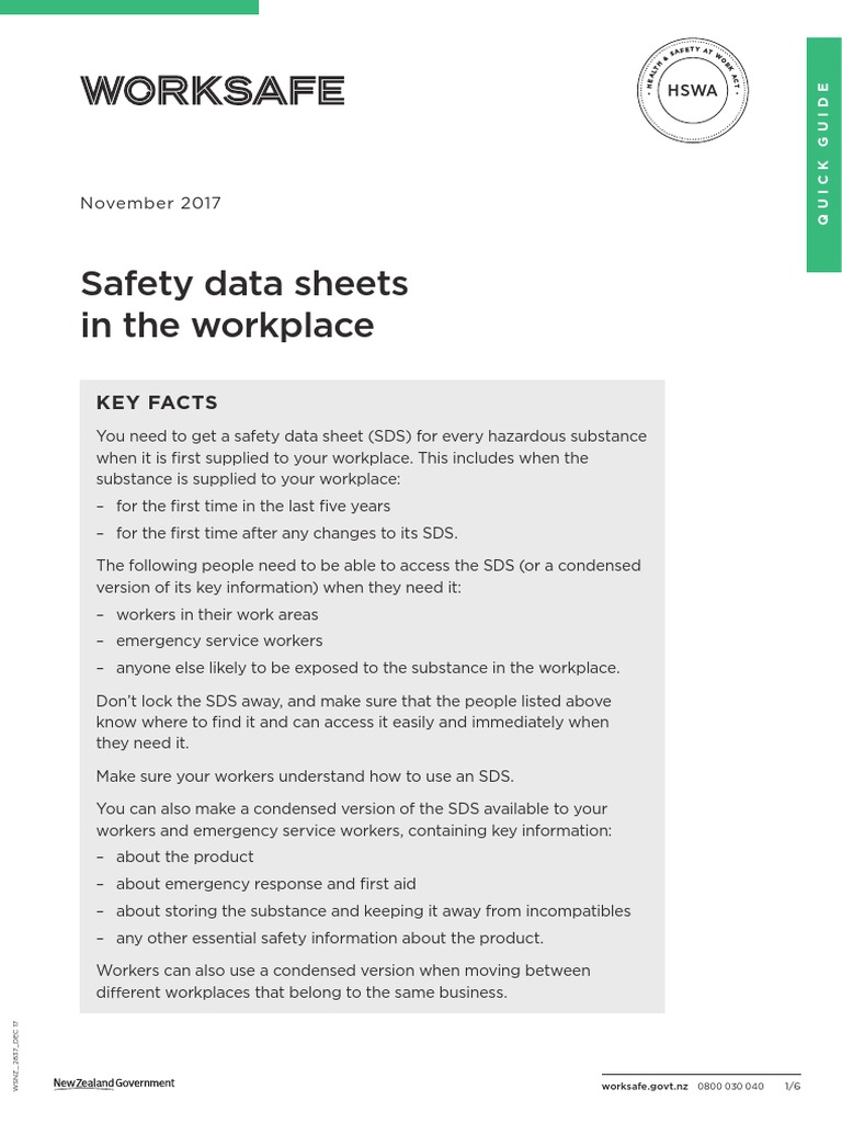WKS 5 Hazardous Substances Safety Data Sheets PDF Dangerous Goods