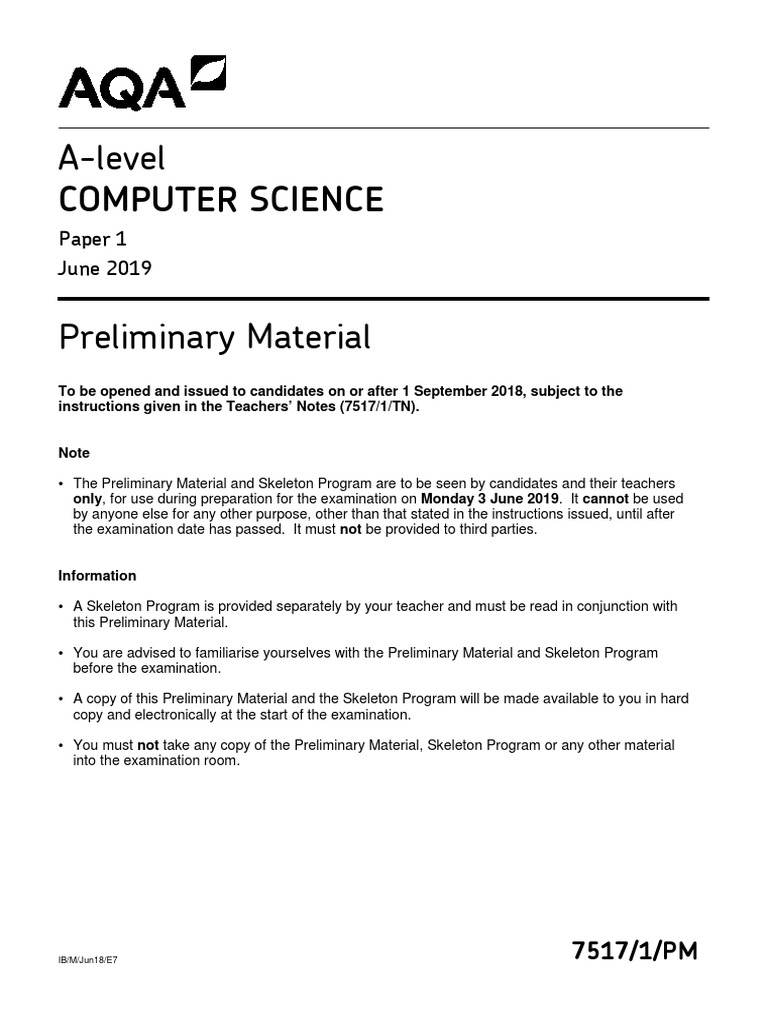 A-Level Comp Science - PM 2018 E8 | PDF | Computer File | Test (Assessment)