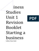 Business Studies Unit 1 Revision Booklet Starting A Business