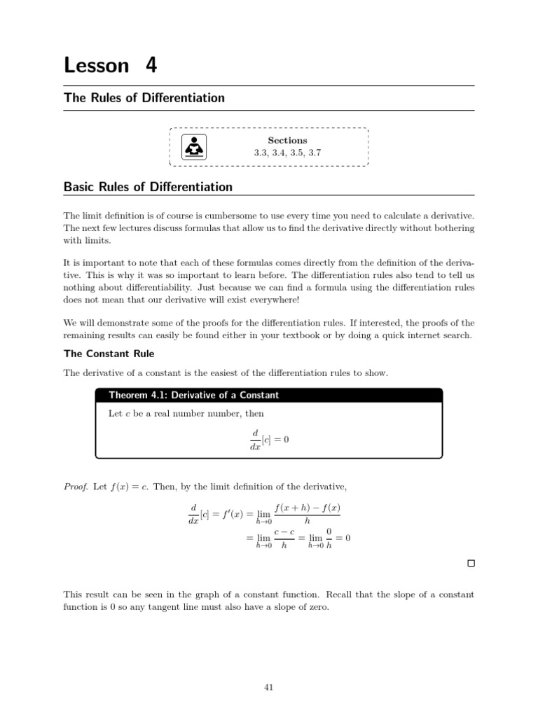 M2200-98 Lesson 04 - Notes - Rules of Differentiation | PDF ...