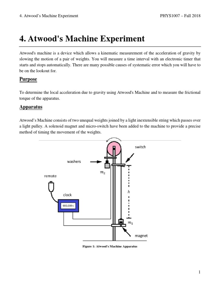 Atwoods Machine Experiment Manual PDF PDF Uncertainty Torque