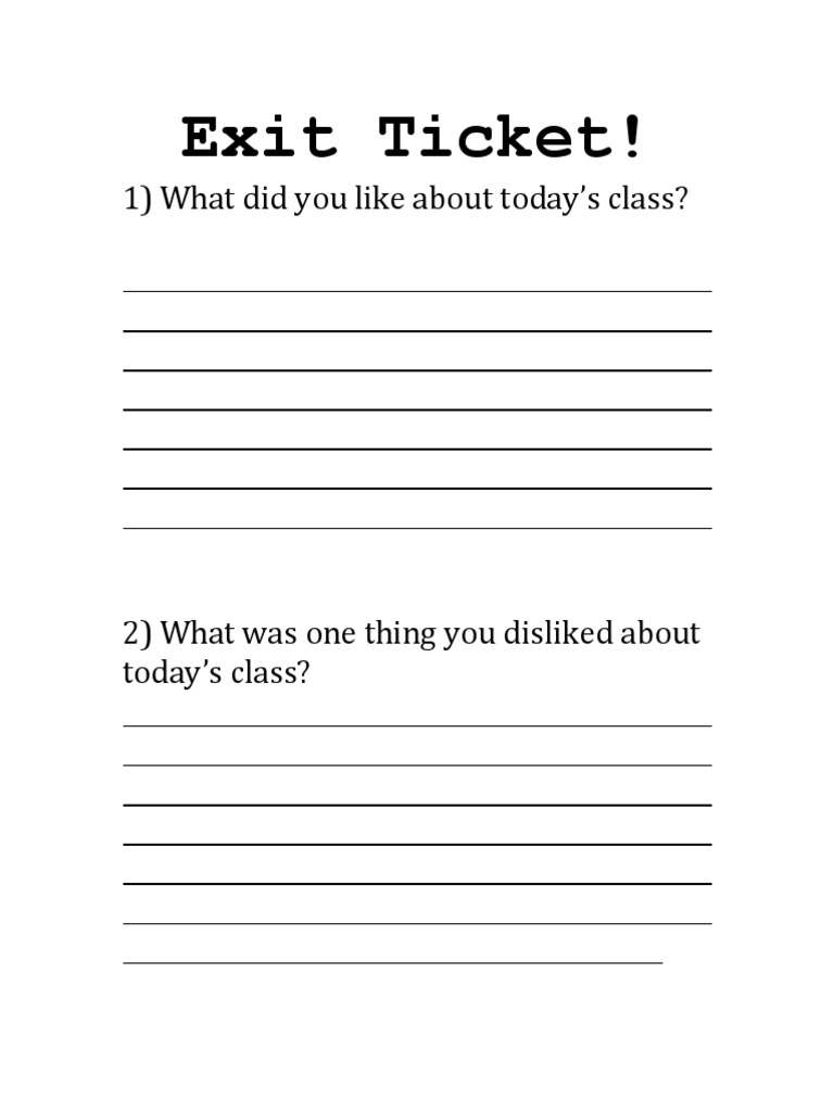 Class Feedback Exit Ticket Template | PDF | Self-Improvement