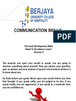 Communication Skills: Personal Development Skills Road To Excellence Level I Session 2