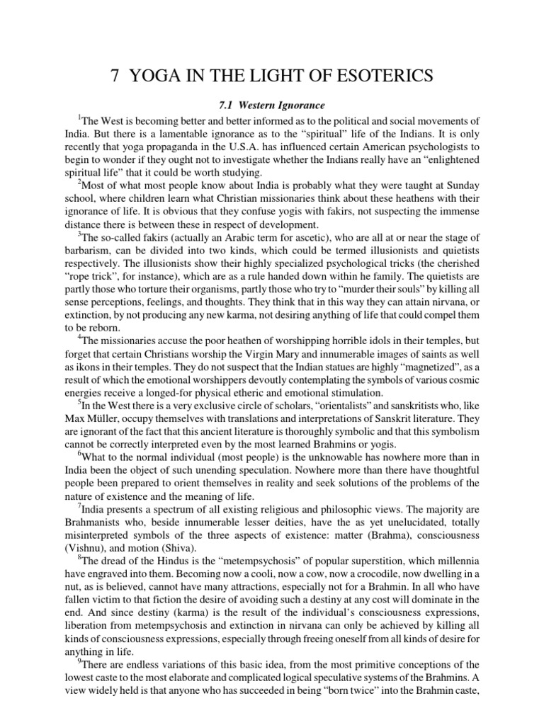 Yoga in The Light of Esoterics | PDF | Vedanta | Yoga